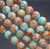 10MM Blue Brown Imperial Jasper Gemstone Round Loose Beads 15.5 inch Full Strand (80004089-B109)