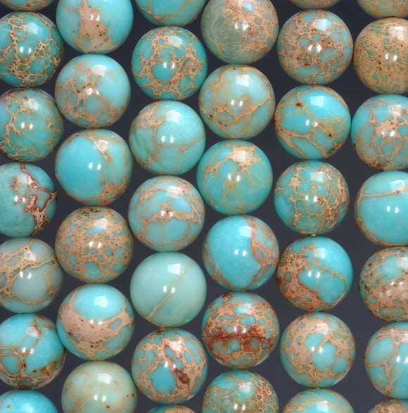 10MM Turquoise Blue Imperial Jasper Gemstone Round Loose Beads 15.5 inch Full Strand (80004090-B109)