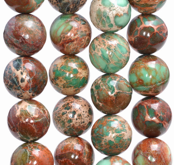 16MM Green Imperial Jasper Gemstone Round Loose Beads 8 inch Half Strand (80004093-B109)