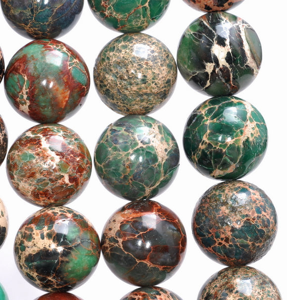 18MM Green Imperial Jasper Gemstone Round Loose Beads 7 inch Half Strand (80004094-B109)