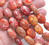 20X16MM Orange Red Imperial Jasper Gemstone Oval Loose Beads 7.5 inch Half Strand (80004106-B109)