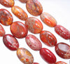 20X16MM Orange Red Imperial Jasper Gemstone Oval Loose Beads 7.5 inch Half Strand (80004106-B109)