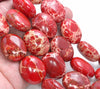 27X22MM Red Imperial Jasper Gemstone Oval Loose Beads 7.5 inch Half Strand (80004107-B109)