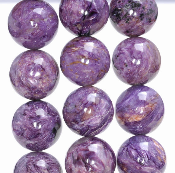 18MM Charoite Gemstone Grade AA Round Loose Beads (80004113-A175)