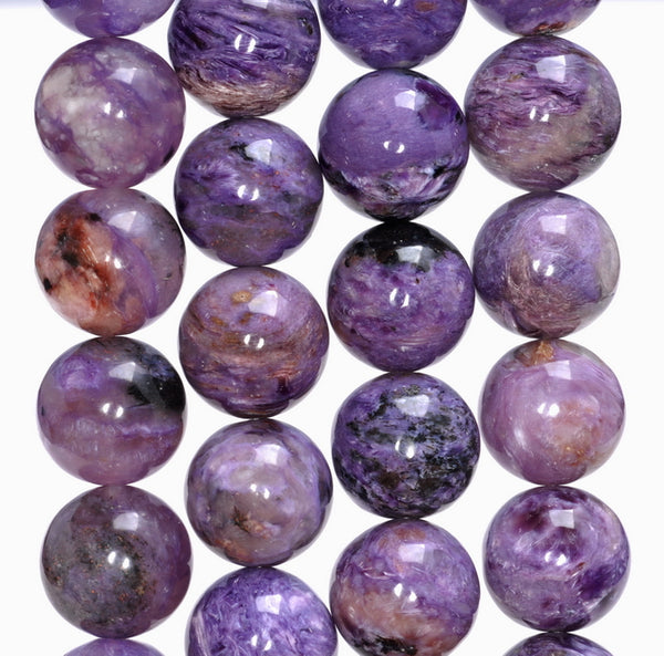 14MM Charoite Gemstone Grade A Round Loose Beads 8 inch Half Strand (80004120-A175)