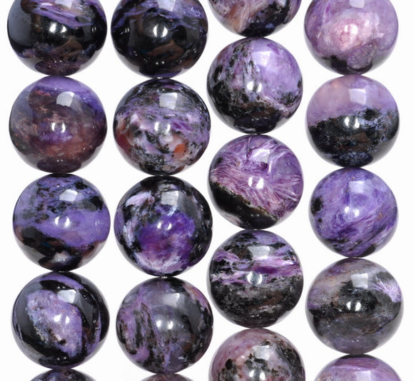 14MM Charoite Gemstone Grade A Round Loose Beads 8 inch Half Strand (80004123-A175)