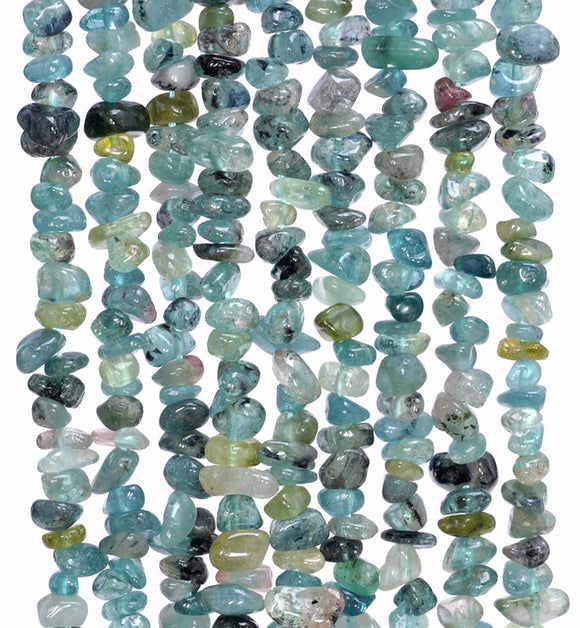 8X3-3X2MM Blue Tourmaline Gemstone Grade AA Pebble Chip Loose Beads 15.5 inch (80004133-B111)