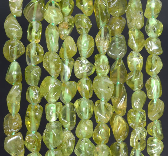 12X8-6X5MM Peridot Gemstone Grade A Pebble Chip Loose Beads 15.5 inch (80004141-B111)