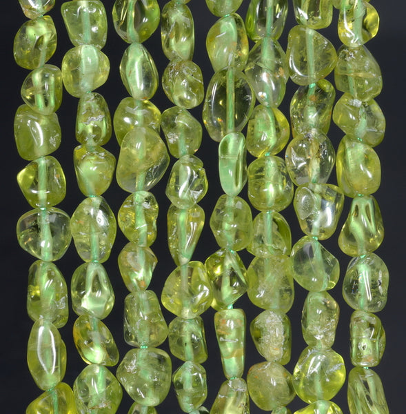 10X6-6X5MM Peridot Gemstone Grade A Pebble Chip Loose Beads 15.5 inch (80004142-B111)