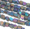 10MM Titanium Rainbow Pyrite Gemstone Rugged Nugget Cube Loose Beads 7.5 inch Half Strand (80004147 H-B112)