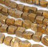 12MM Titanium Gold Pyrite Gemstone Rugged Nugget Cube Loose Beads 7.5 inch Half Strand (80004148-B112)