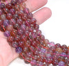 7-8mm Rare Auralite 23 Cacoxenite Grade AA Red Purple Pink Meditation Quartz Round Loose Beads 7 inch Half Strand (80005116-456)