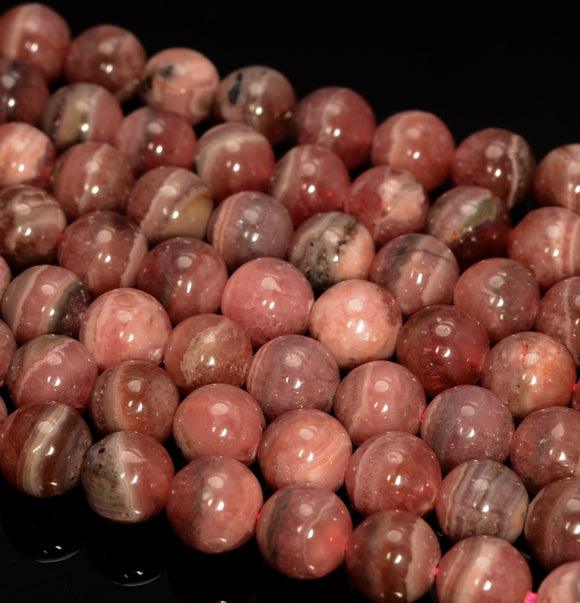 9MM Deep Argentina Rhodochrosite Gemstone Round Loose Beads 7.5 inch Half Strand (80006408-494)