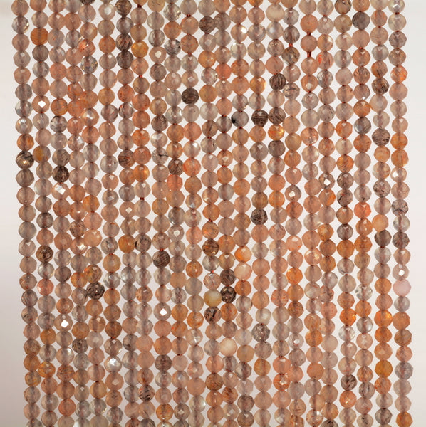 2MM Multi Color Sunstone Gemstone Grade AAA Micro Faceted Round Loose Beads 15.5 inch Full Strand (80006515-A204)