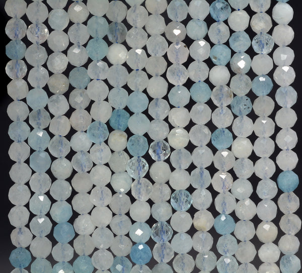 4MM Aquamarine Gemstone Grade AAA Micro Faceted Round Loose Beads 15.5 inch Full Strand (80006526-A204)