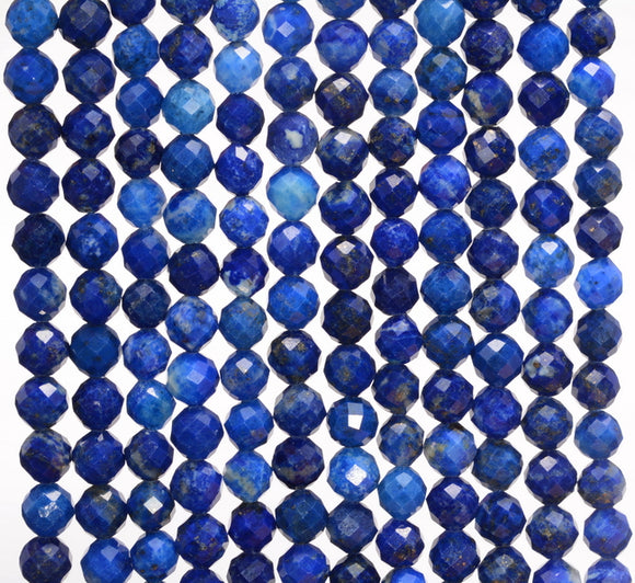 4MM Lapis Lazuli Gemstone Grade AA Micro Faceted Round Loose Beads 15 inch Full Strand (80006528-A204)