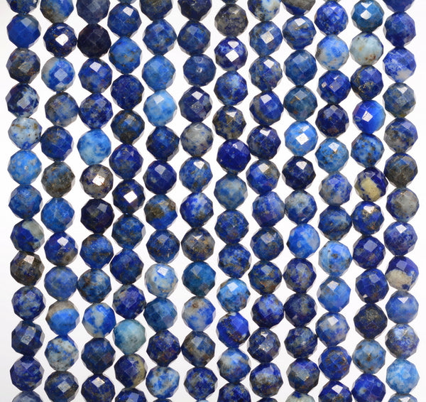 5MM Lapis Lazuli Gemstone Grade A Micro Faceted Round Loose Beads 15 inch Full Strand (80006529-A205)