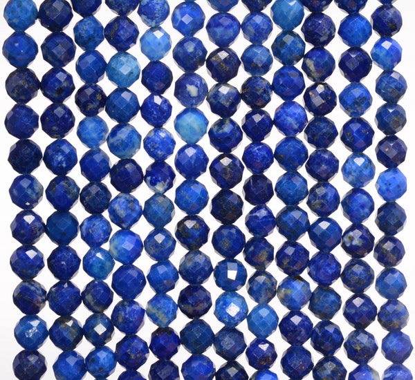 5MM Lapis Lazuli Gemstone Grade AA Micro Faceted Round Loose Beads 15 inch Full Strand (80006530-A205)