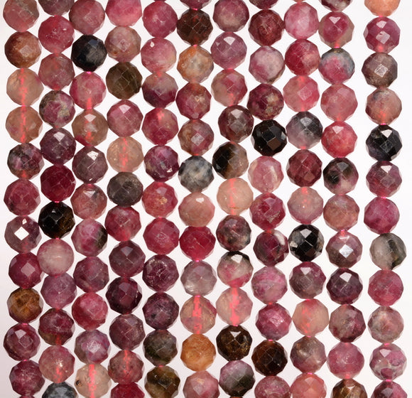 5MM Pink Tourmaline Gemstone Grade AA Micro Faceted Round Loose Beads 15 inch Full Strand (80006531-A205)