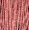 3x2MM Pink Madagascar Rose Quartz Gemstone Grade AA Micro Faceted Rondelle Loose Beads 15.5 inch Full Strand (80006540-A205)