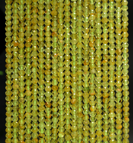 3x2MM Peridot Gemstone Grade A Micro Faceted Rondelle Loose Beads 15.5 inch Full Strand (80006541-A205)