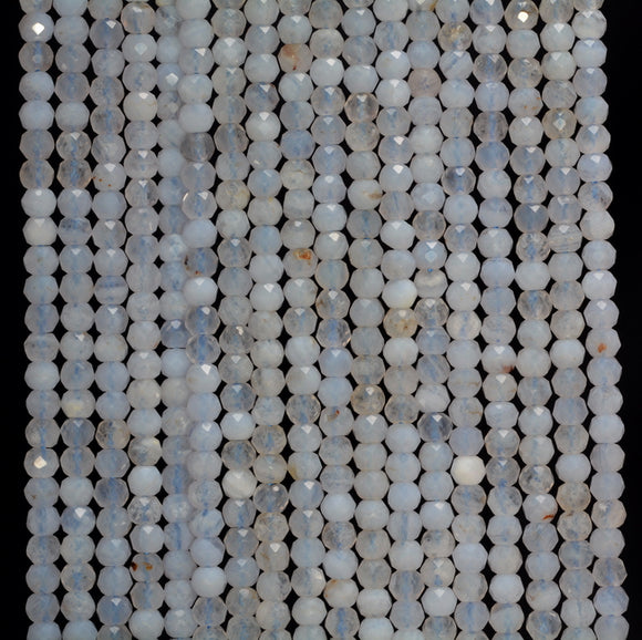 3x2MM Chalcedony Blue Lace Agate Gemstone Grade AA Micro Faceted Rondelle Loose Beads 15.5 inch Full Strand (80006543-A205)