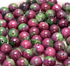 15MM Green Red Ruby Zoisite Gemstone Round Loose Beads (80006576-496)