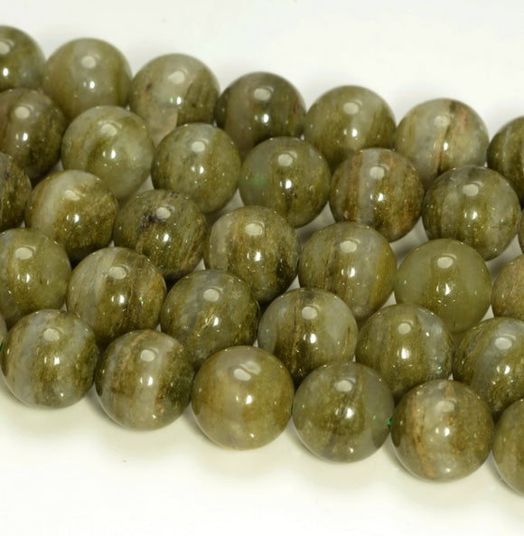 10-11MM Rare Green Phantom Quartz Gemstone Round Loose Beads 7 inch Half Strand (80006579-496)