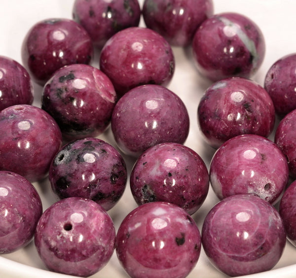 14-15MM Pink Red Ruby Gemstone Round Loose Beads (80006586-496)