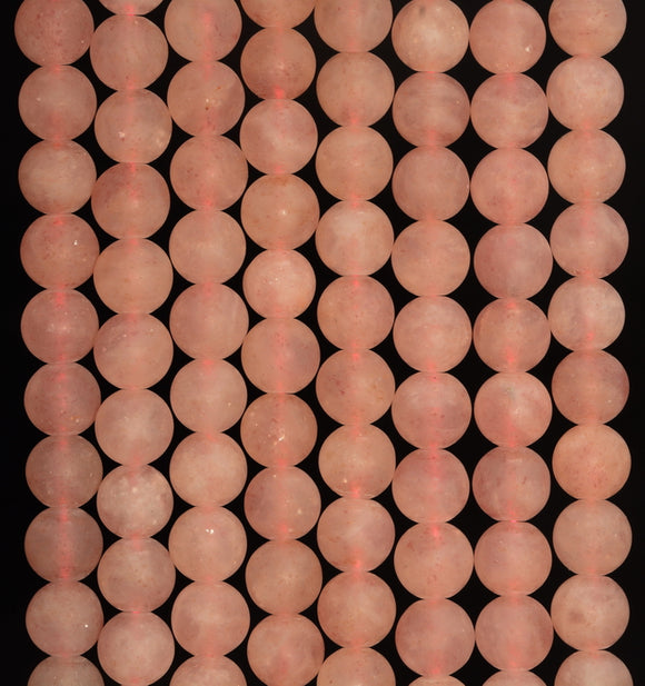 6MM Matte Light Strawberry Quartz Gemstone Round Loose Beads 15.5 inch Full Strand (80006590-496)