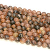 8MM Rare Chiastolite Gemstone Round Loose Beads 7.5 inch Half Strand (80006725-881)