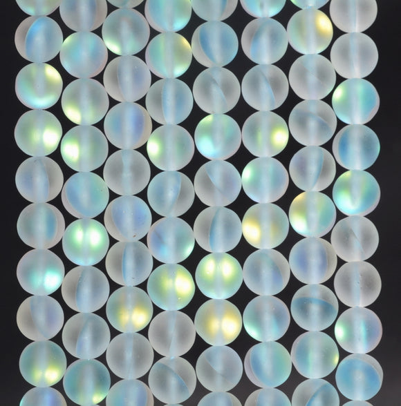 6MM Light Blue Frosted Matte Mystic Aura Quartz Gemstone Round Loose Beads 15 inch Full Strand (80006734-498)