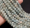 8mm Blue Frosted Matte Aquamarine Gemstone Micro Facated Round Loose Beads 15.5 inch Full Strand (80006741-498)