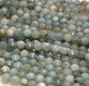 8mm Blue Frosted Matte Aquamarine Gemstone Micro Facated Round Loose Beads 15.5 inch Full Strand (80006741-498)