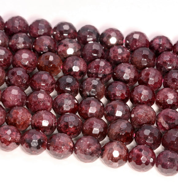 8MM Garnet Gemstone Faceted Round Loose Beads 15.5 inch Full Strand (80006757-A207)