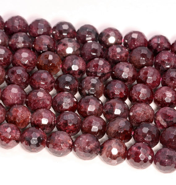 8MM Garnet Gemstone Faceted Round Loose Beads 15.5 inch Full Strand (80006757-A207)