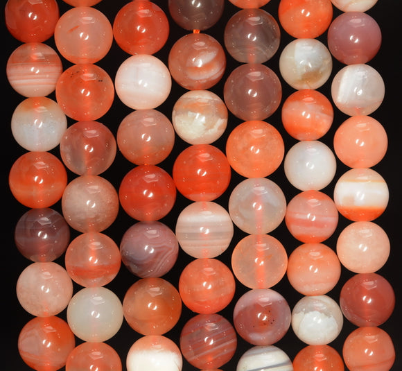 8MM Orange Botswana Agate Gemstone Round Loose Beads 7.5 inch Half Strand (80006761 H-A207)