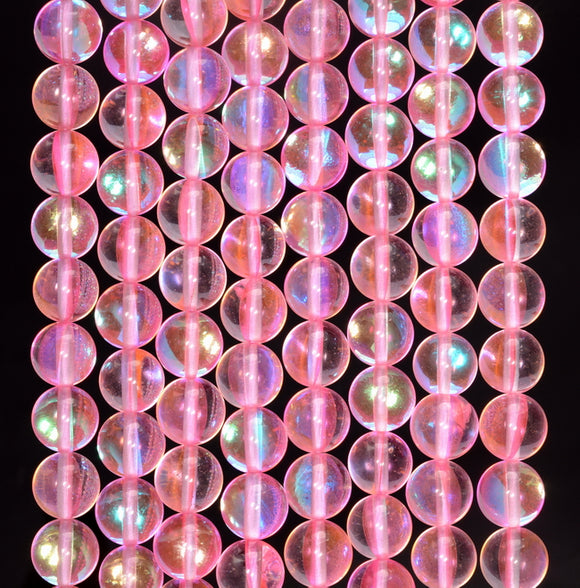 6MM Pink Mystic Aura Quartz Gemstone Round Loose Beads 15 inch Full Strand (80006770-A208)