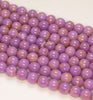 5-6MM Genuine Phosphosiderite Gemstone Grade A Purple Round Loose Beads 15.5 inch Full Strand (80009637-A176)