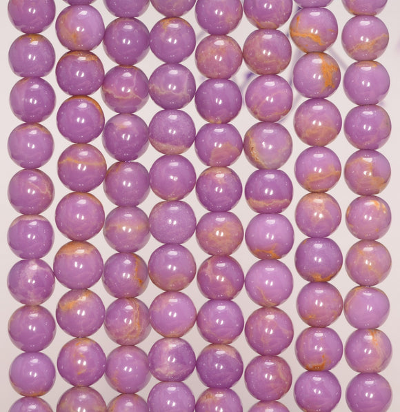 6-7MM Genuine Phosphosiderite Gemstone Grade A Purple Round Loose Beads 15.5 inch Full Strand (80009645-A176)