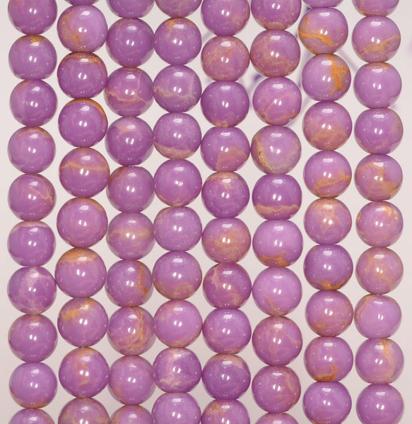 6-7MM Genuine Phosphosiderite Gemstone Grade A Purple Round Loose Beads 15.5 inch Full Strand (80009645-A176)