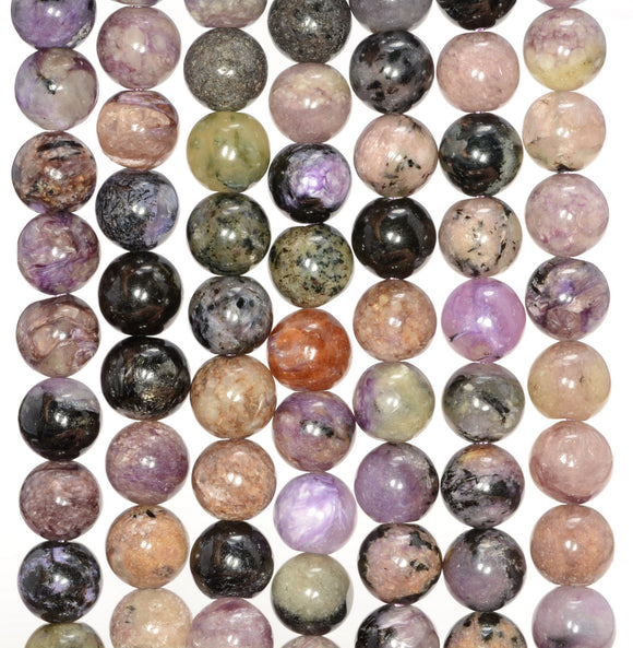 8MM Purple Genuine Charoite Gemstone Grade AB Round Loose Beads 15.5 inch Full Strand (80009659-A181)