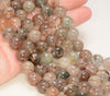 9-10MM Multi Color Lace Phantom Quartz Gemstone Grade A Round Loose Beads 7.5 inch Half Strand (80009661-A177)