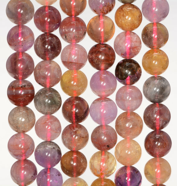 7-8MM Rare Cacoxenite Auralite 23 Gemstone Grade AA Round Loose Beads 7 inch Half Strand (80009730-A180)