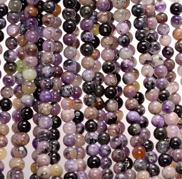 7MM Purple Genuine Charoite Gemstone Grade AB Round Loose Beads 15.5 inch Full Strand (80009744-A181)