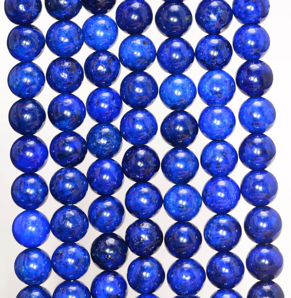 10MM Treated Lapis Lazuli Gemstone Round Loose Beads 15.5 inch Full Strand (80009759-A191)