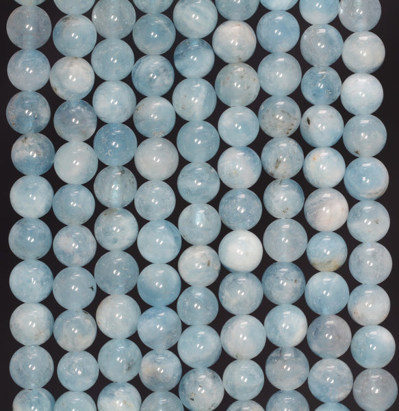 6MM Deep Blue Aquamarine Gemstone Grade AA Round Loose Beads 15.5 inch Full Strand (80009854-A182)