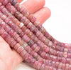 8x4MM Rubellite Tourmaline Gemstone Rondelle Heishi Loose Beads 15 inch Full Strand (80009860-A183)