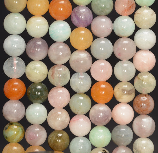 10MM Genuine Multi Stone Gemstone Round Loose Beads 7.5 inch Half Strand (80009875 H-A185)