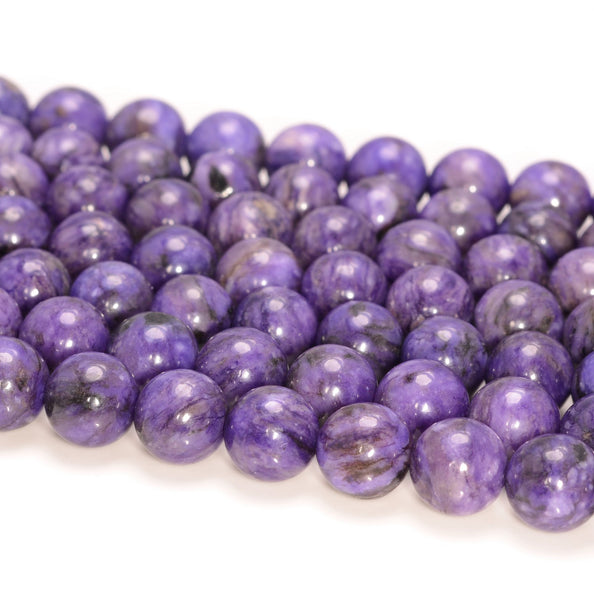 10MM Treated Charoite Gemstone Grade AAA Round Loose Beads 7.5 inch Half Strand (80009893-A187)